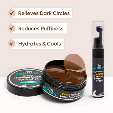 mcaffeine Dark Circle Reduction Combo With Coffee Under Eye Cream & Hydrogel Under Eye Patches Women And Men|Mcaffeine Products|Reduces Puffiness, Fine Lines, Wrinkles & Hydrates|For All Skin Types